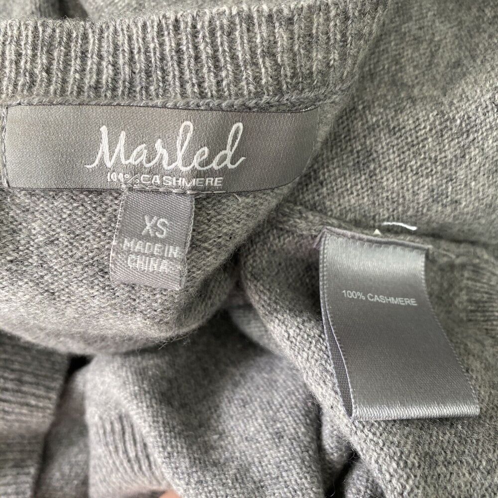 Marled Cashmere Sweater Womens Extra Small Lace Flare Cuff Gray Pullover Cozy - Picture 3 of 12